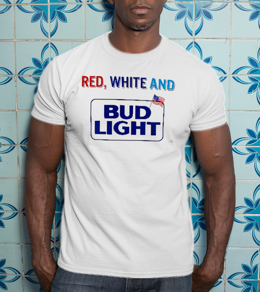 Red White And Bud Light American Flag 4th Of July Celebration T-Shirt