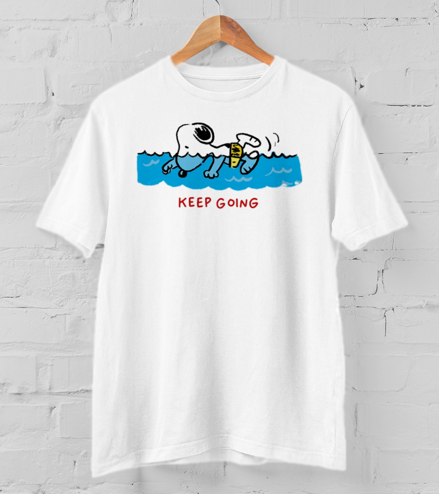 Peanuts Snoopy Swimming Keep Going Inspirational Motivation T-Shirt
