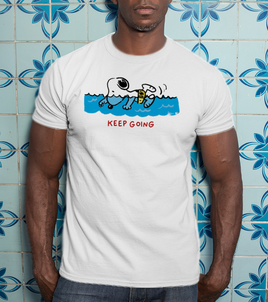 Peanuts Snoopy Swimming Keep Going Inspirational Motivation T-Shirt
