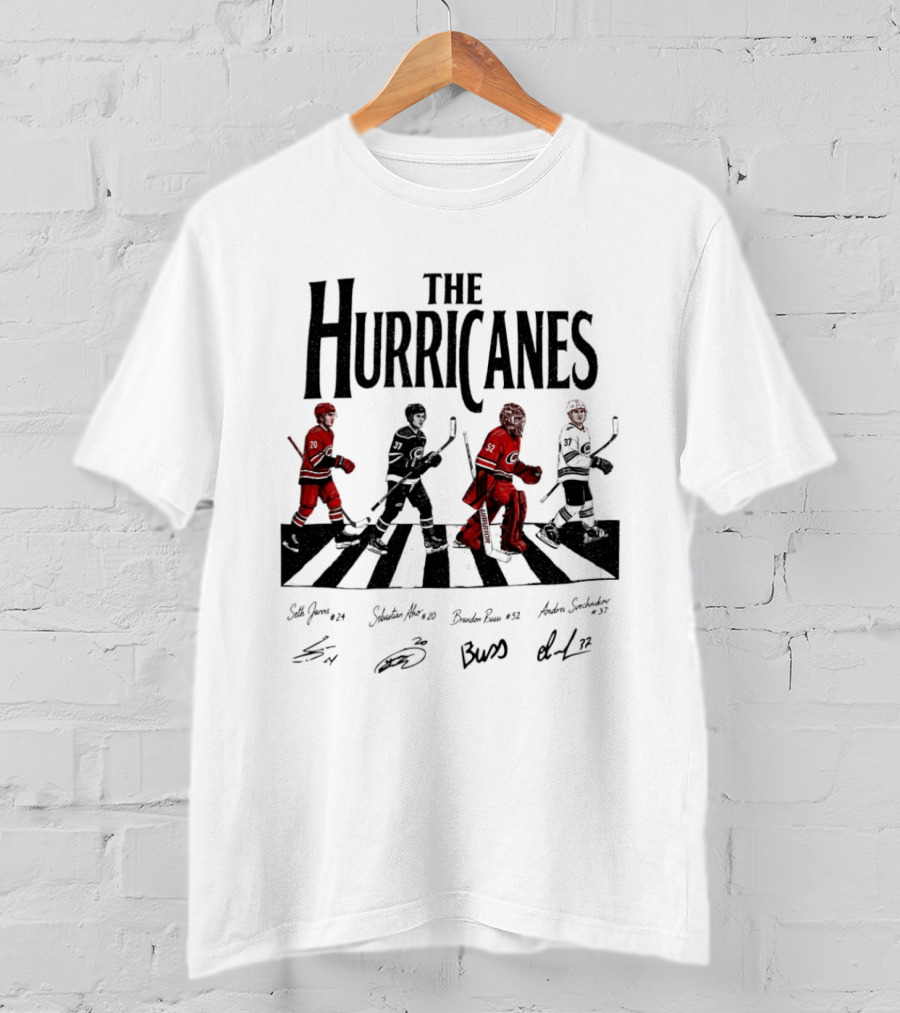 The Hurricanes Abbey Road Ice Hockey Players Crossing Signatures T-Shirt