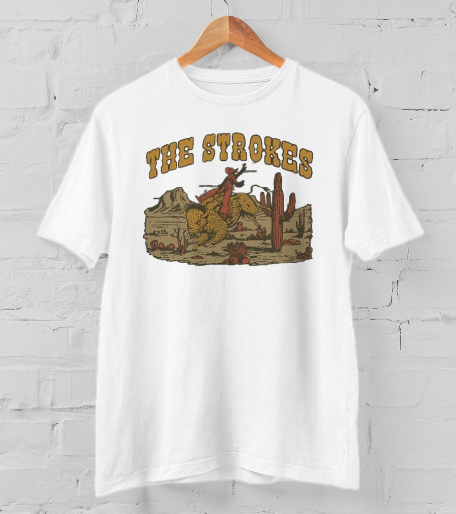 The Strokes Western Bull Rider Desert Scene T-Shirt
