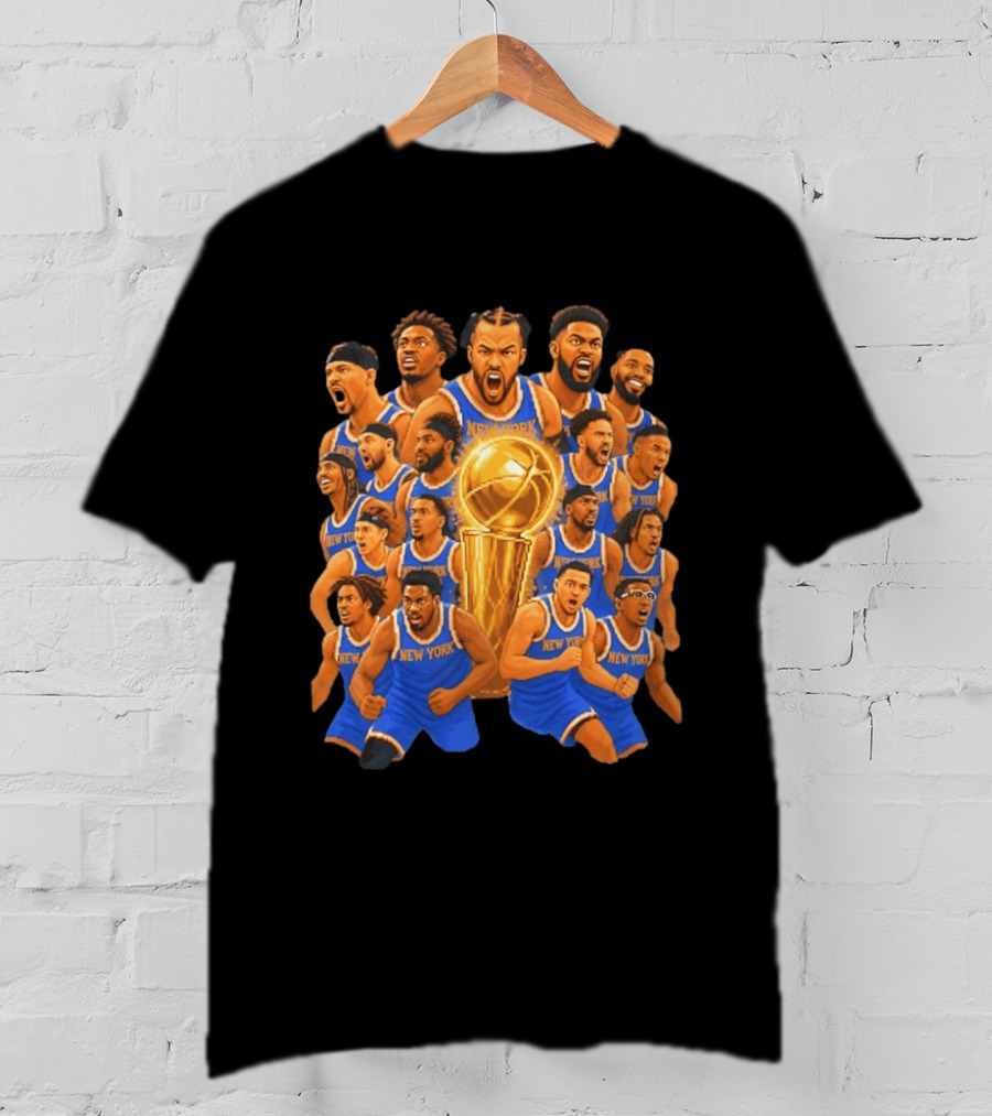 New York Knicks NBA Champions 2026 Players And Trophy Celebration T-Shirt