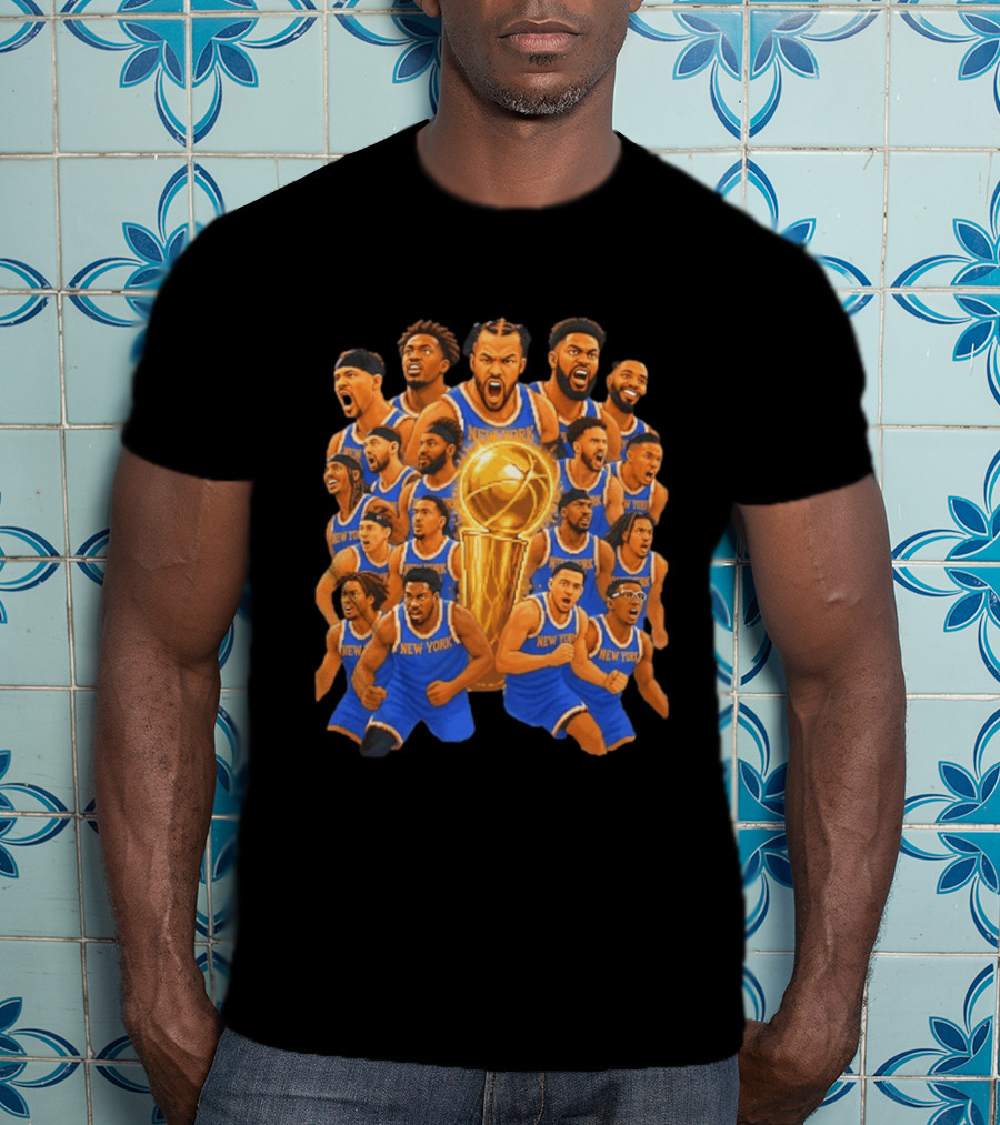 New York Knicks NBA Champions 2026 Players And Trophy Celebration T-Shirt