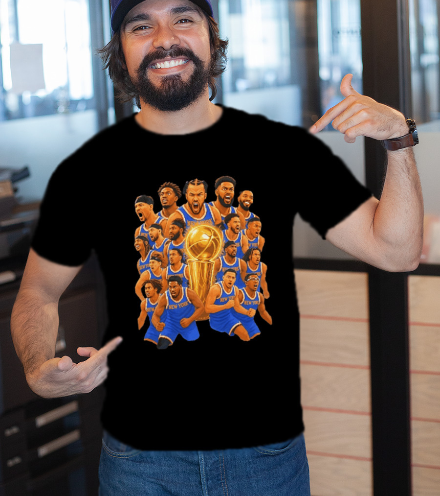 New York Knicks NBA Champions 2026 Players And Trophy Celebration T-Shirt