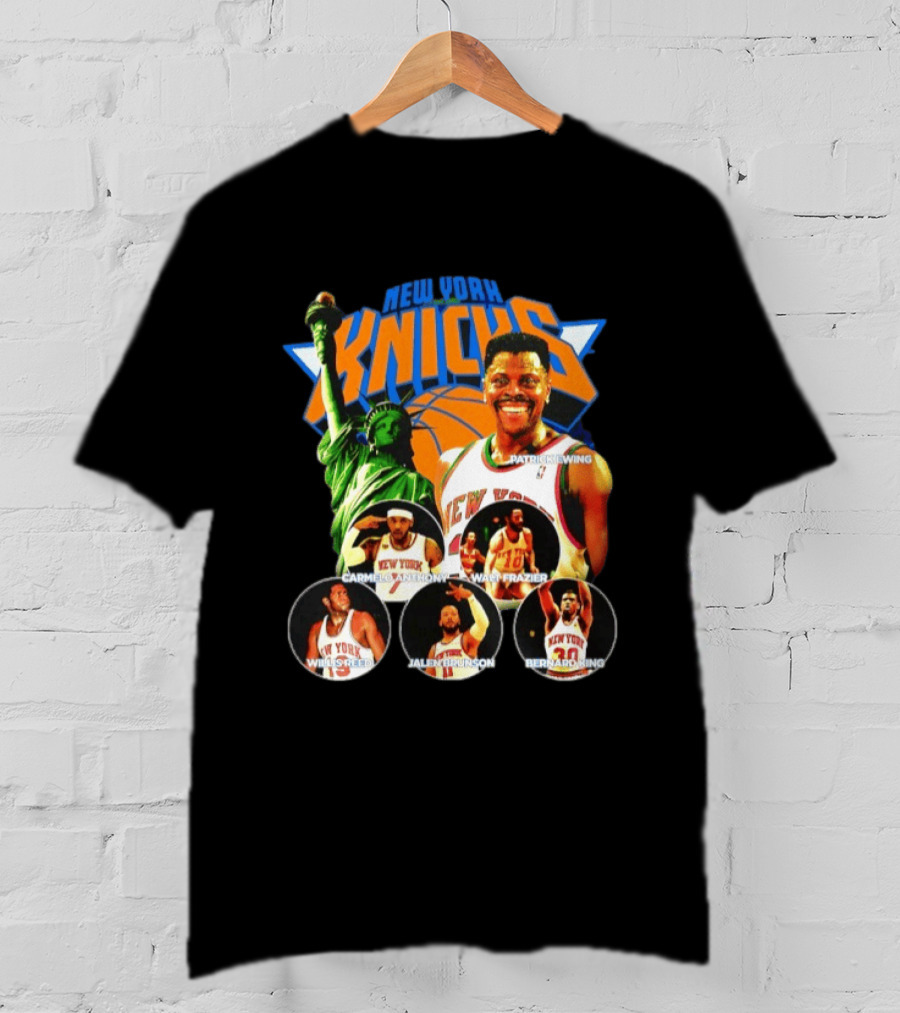 New York Knicks Patrick Ewing Carmelo Anthony Walt Frazier Statue Of Liberty T-Shirt
