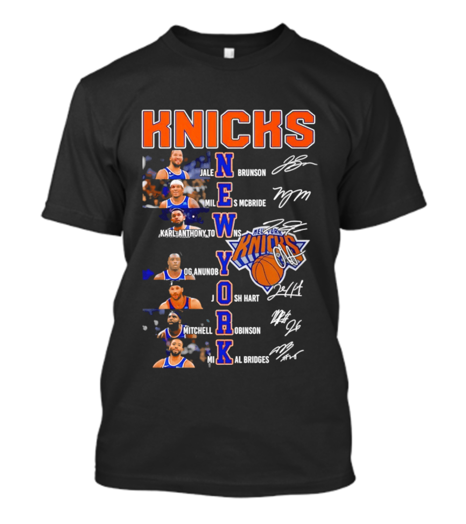 Knicks New York Brunson Robinson Hartenstein Randle Barrett Rose Quickley Hart Bridges T-Shirt