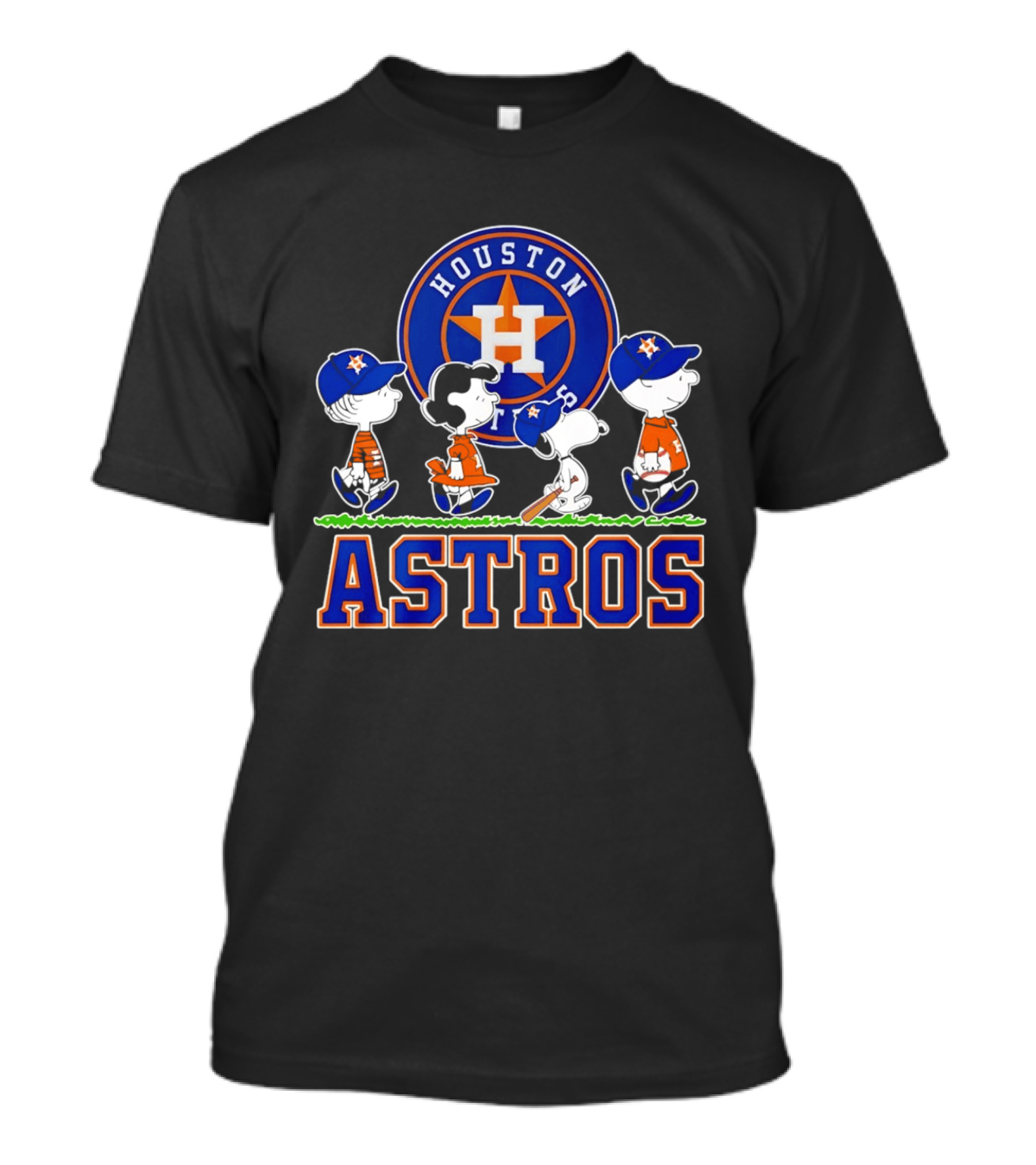 Houston Astros Peanuts Characters Snoopy Walking Baseball Team T-Shirt