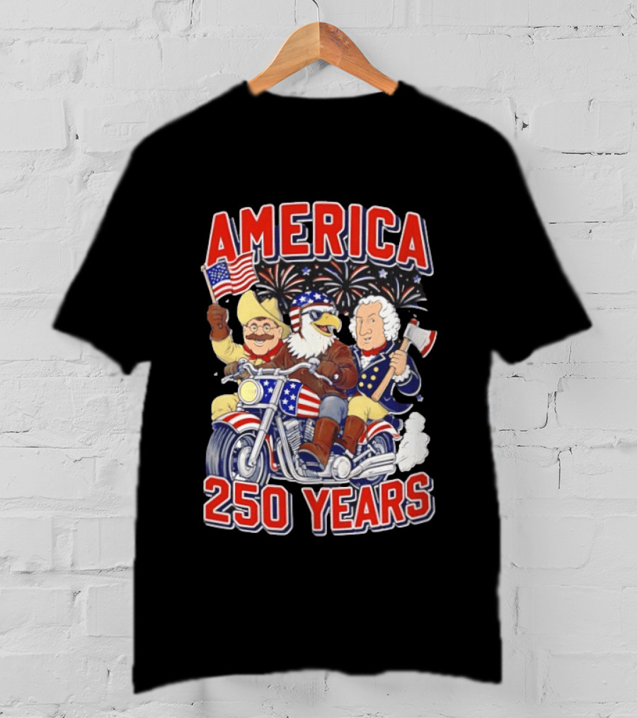 America 250 Years Patriotic Motorcycle Ride With Eagle T-Shirt