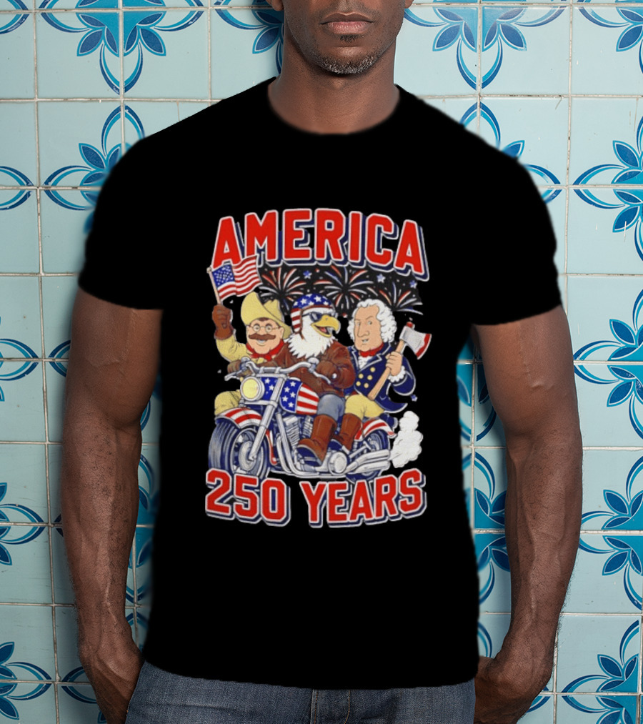 America 250 Years Patriotic Motorcycle Ride With Eagle T-Shirt