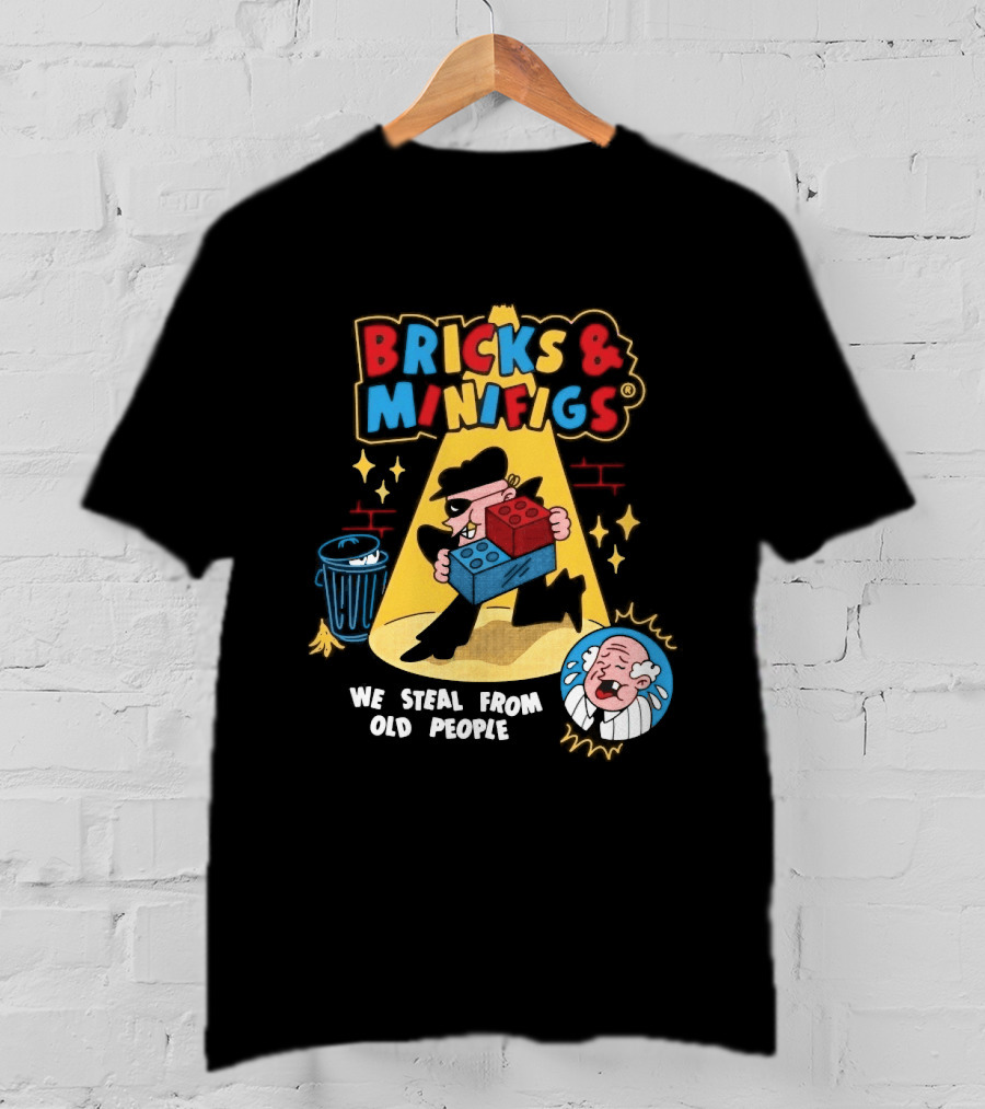 Bricks And Minifigs Spotlight Scene Robber We Steal From Old People T-Shirt