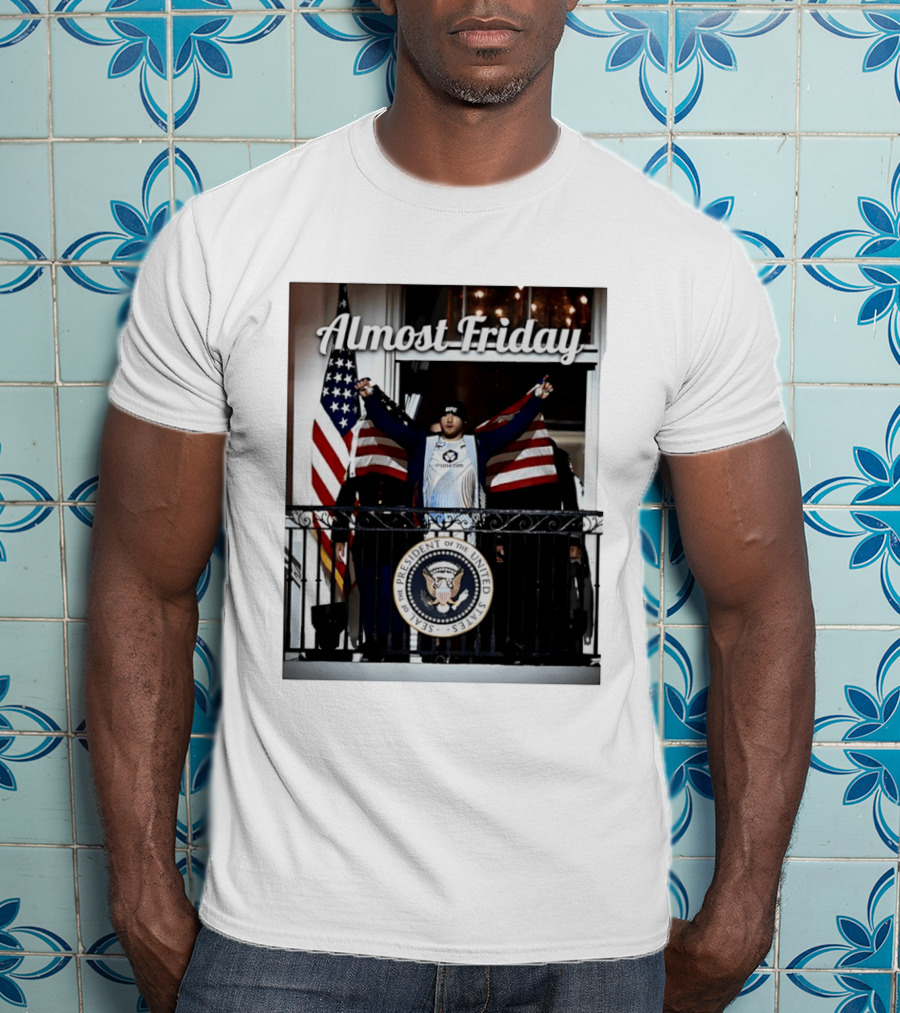 Almost Friday Justin Gaethje US Flag Blue Room Balcony White House UFC Freedom 250 T-Shirt
