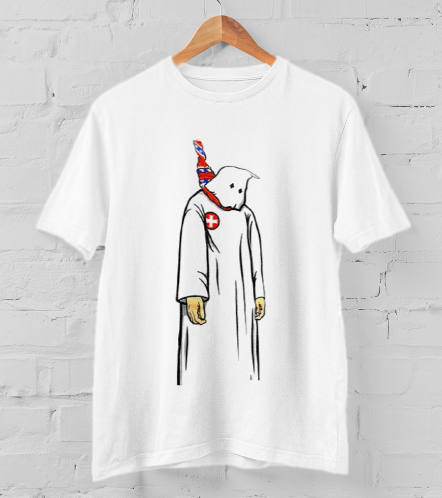 Ku Klux Klan Robed Figure Hanging By Confederate Flag T-Shirt