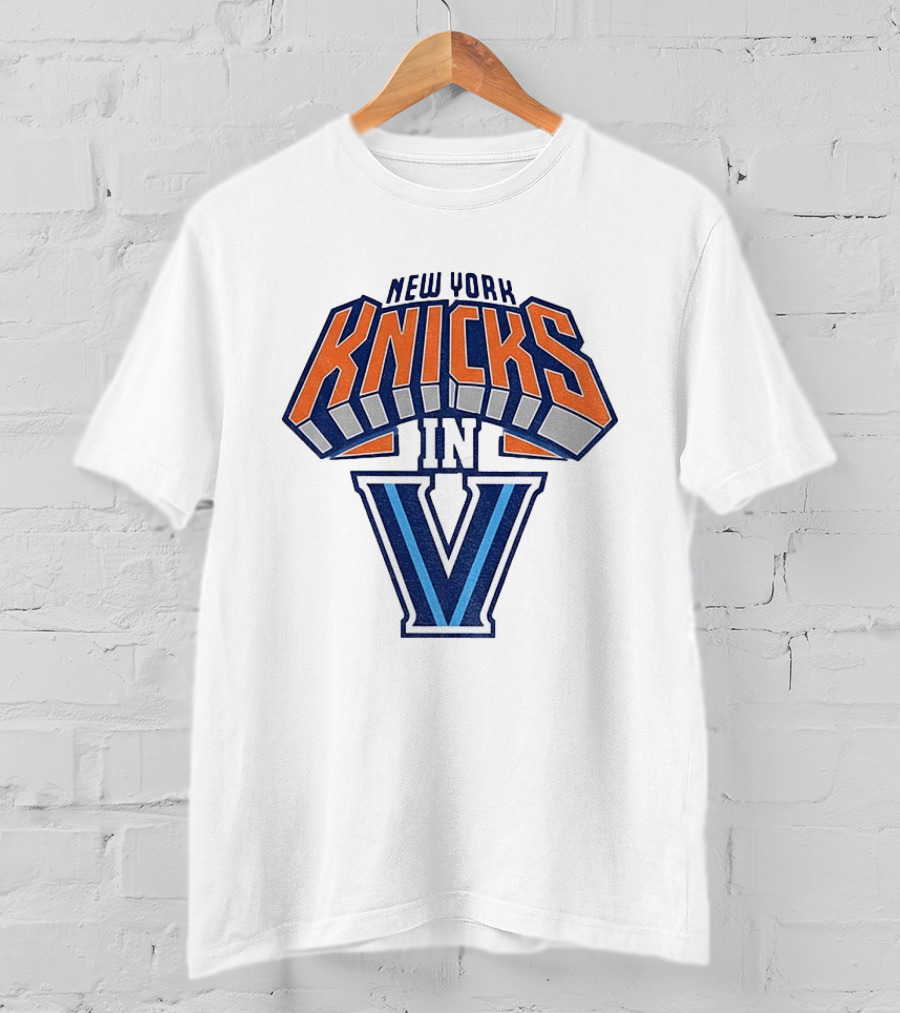 New York Knicks In V Villanova Wildcats Basketball Collaboration NBA 2026 T-Shirt