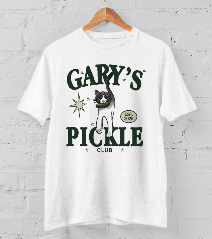 Gary's Pickle Club Cat Est 2025 Fun T-Shirt