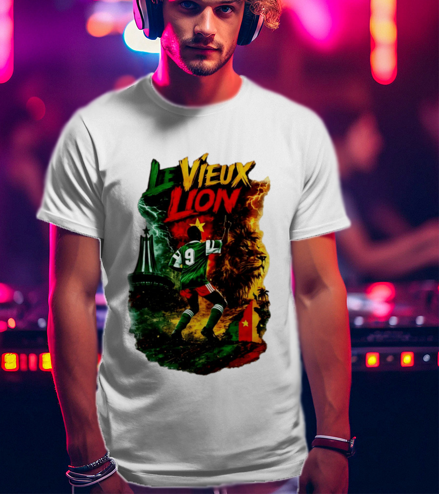 Le Vieux Lion Roger Milla Cameroon Football Icon T-Shirt
