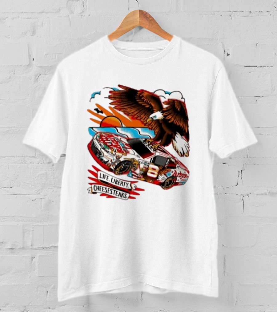 Life Liberty Cheesesteaks Arby's Racing Car Eagle Patriotic T-Shirt