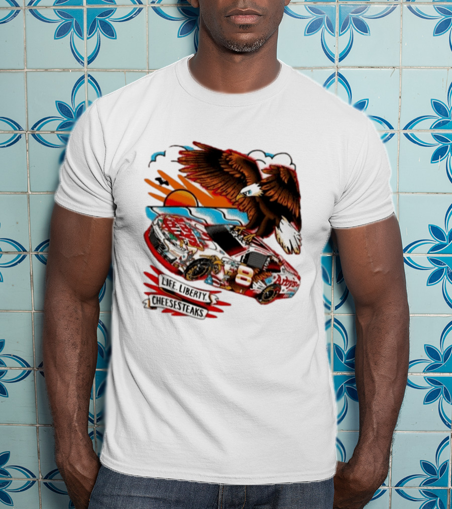 Life Liberty Cheesesteaks Arby's Racing Car Eagle Patriotic T-Shirt