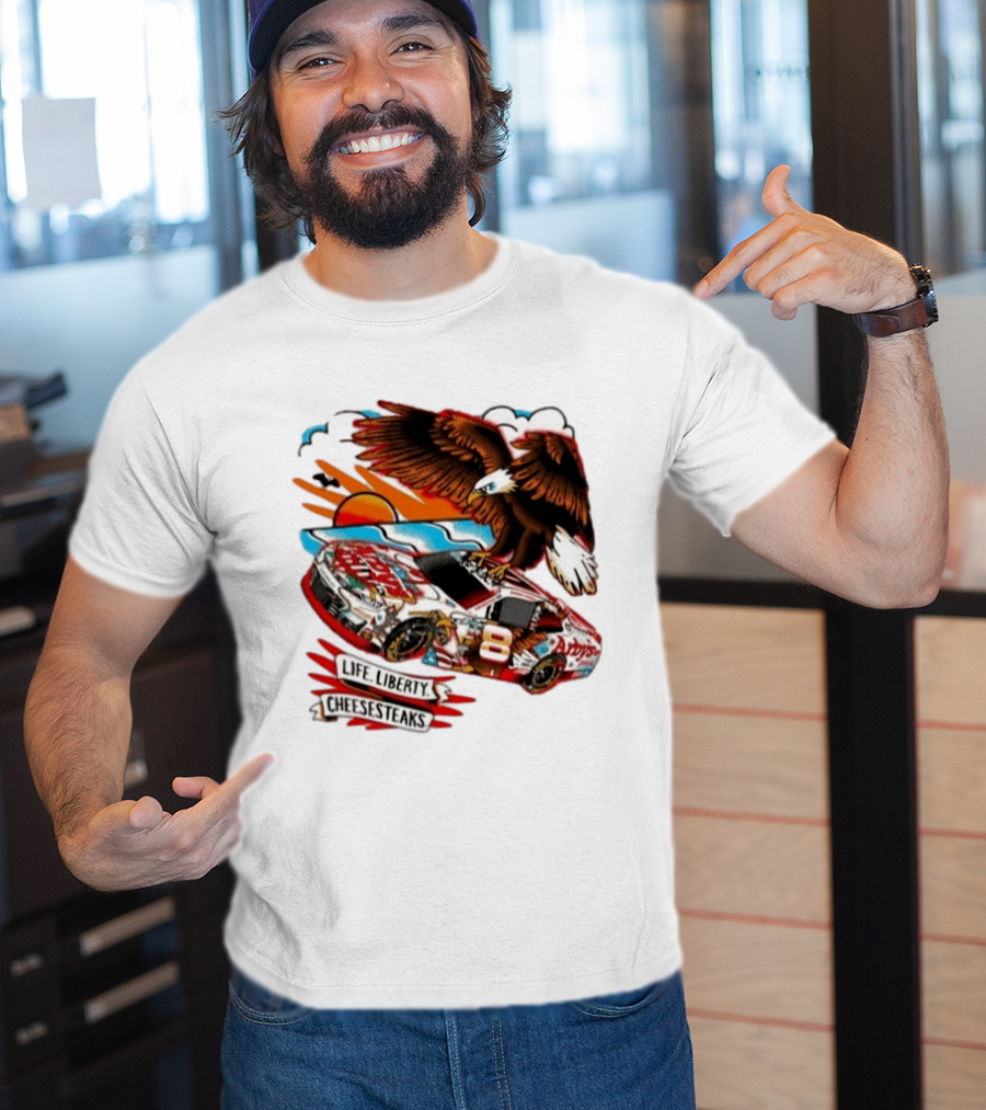 Life Liberty Cheesesteaks Arby's Racing Car Eagle Patriotic T-Shirt