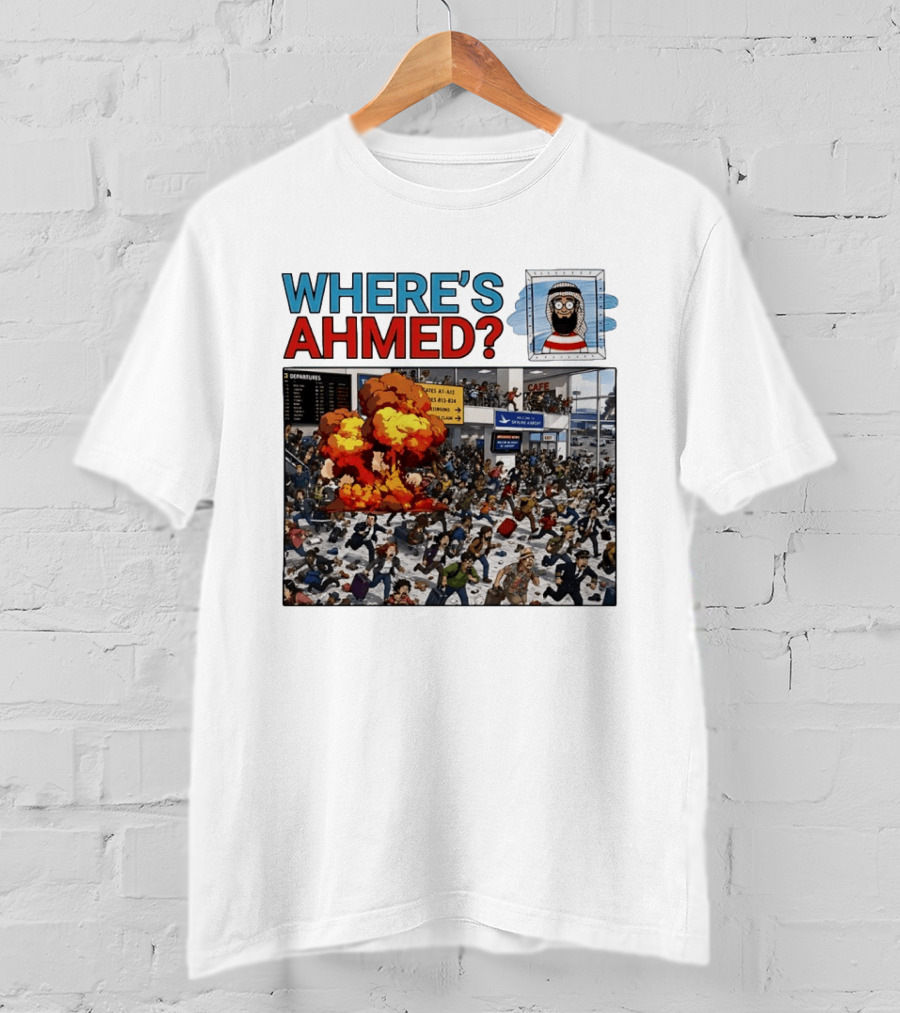 Where's Ahmed September 11 Attacks Cartoon Explosion Scene T-Shirt