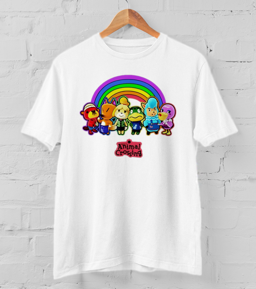 Animal Crossing Rainbow Characters Under Arc T-Shirt