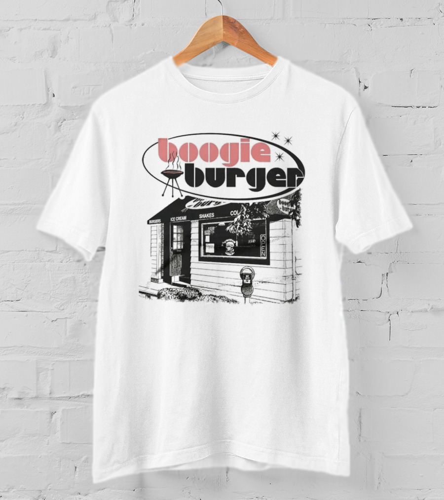 Boogie Burger BBQ Rustic Cabin Scene T-Shirt