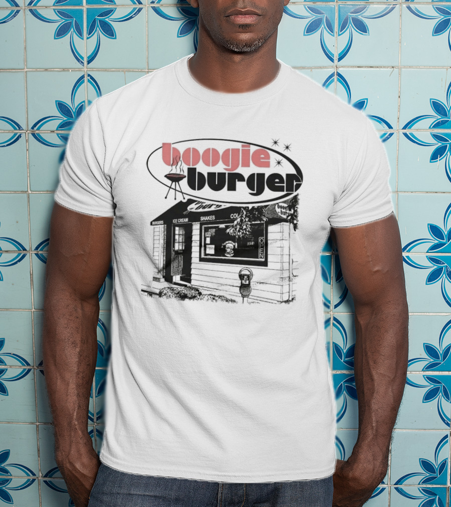 Boogie Burger BBQ Rustic Cabin Scene T-Shirt