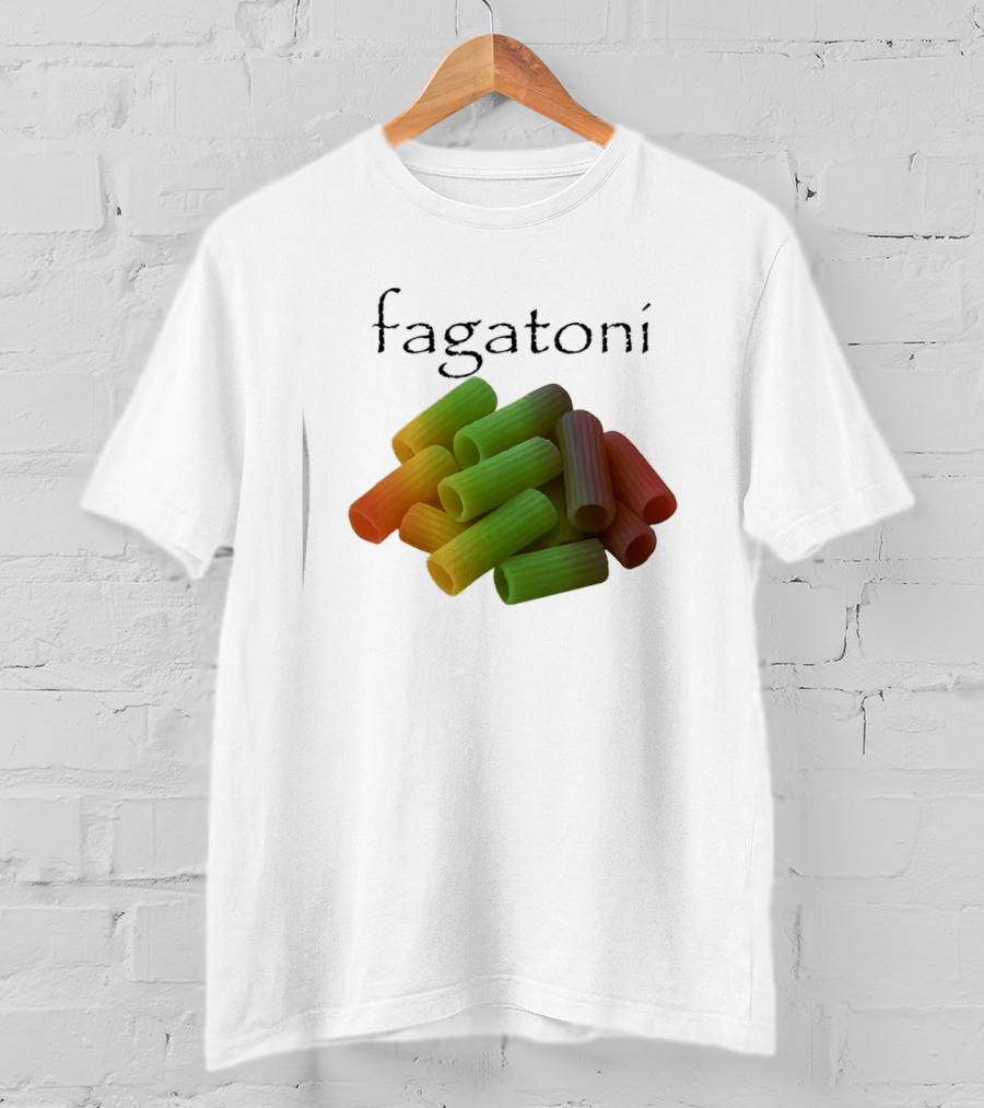 Fagatoni Gay Pasta LGBTQ Pride Multicolor Rigatoni T-Shirt