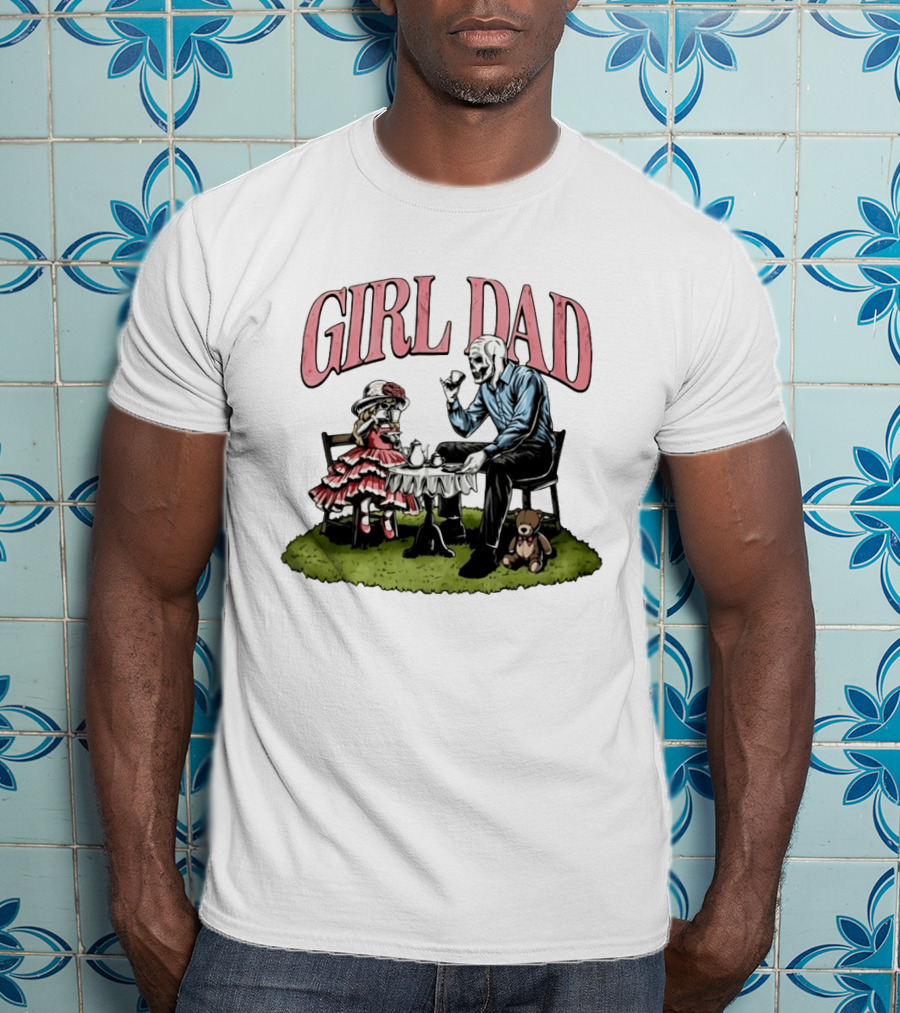 Girl Dad Skeleton Tea Party With Daughter T-Shirt