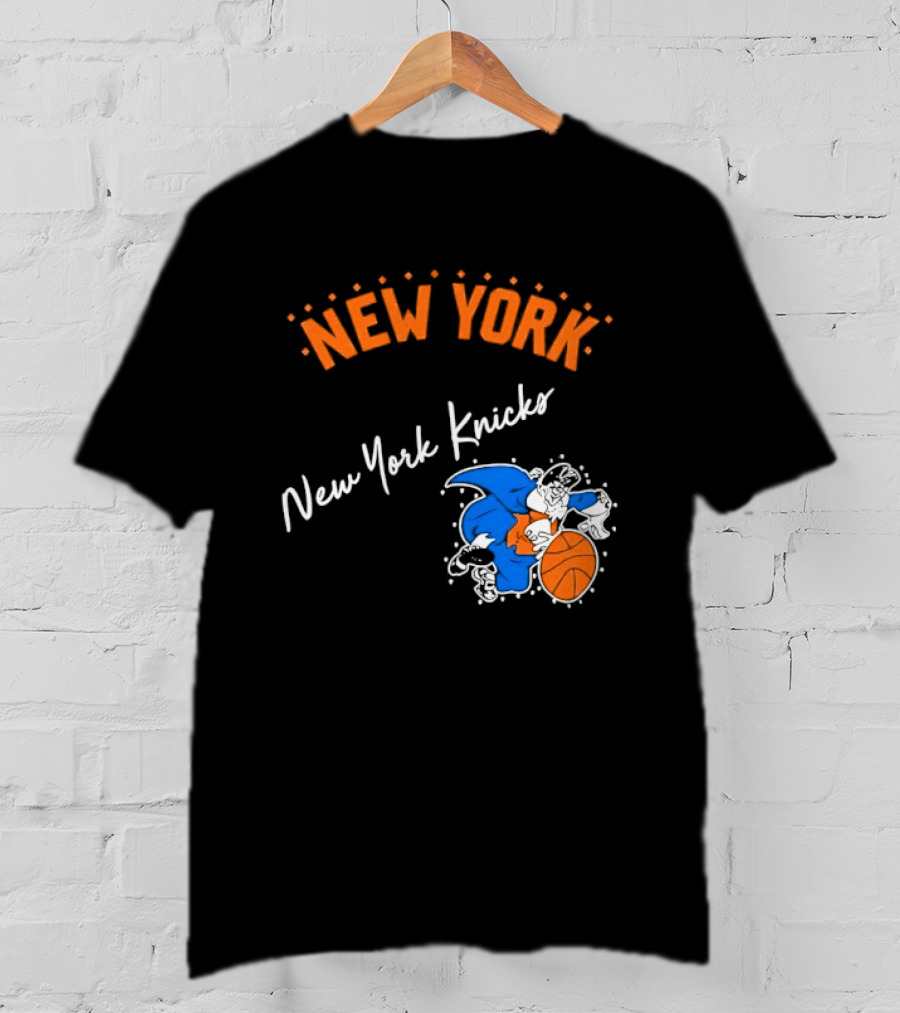 Father Knickerbocker New York Knicks Basketball Character Orange And Blue T-Shirt