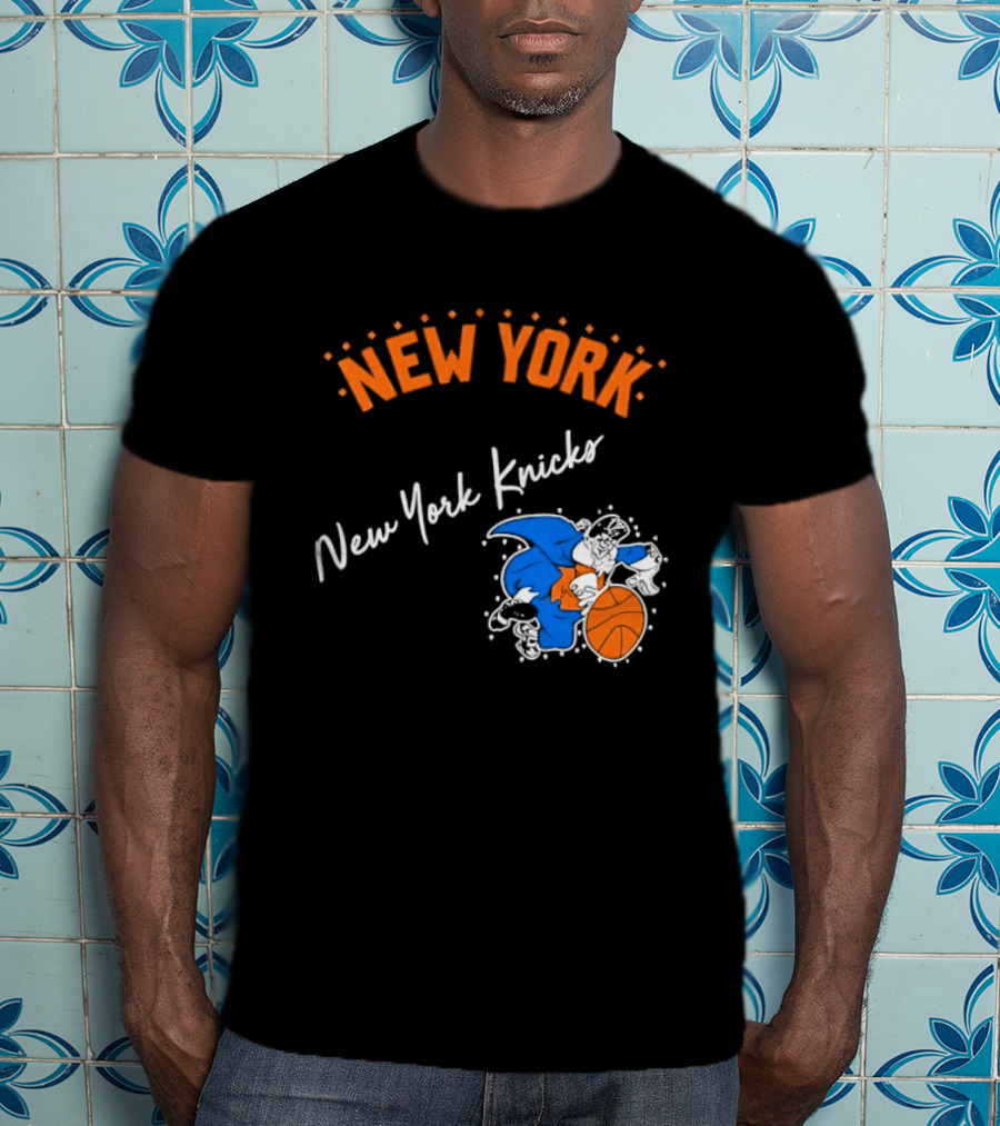 Father Knickerbocker New York Knicks Basketball Character Orange And Blue T-Shirt