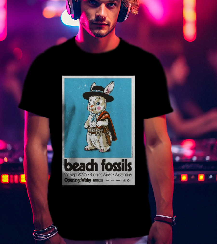 Beach Fossils Buenos Aires 2026 Rabbit Cowboy Concert T-Shirt