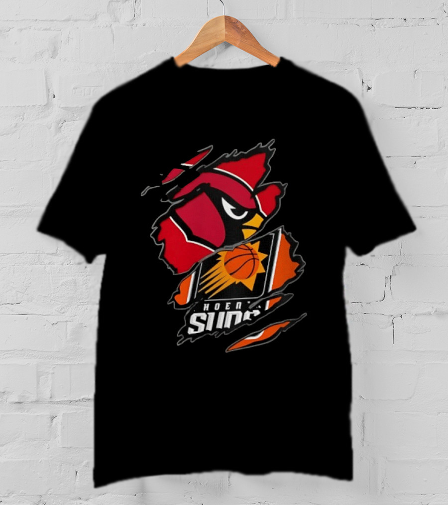 Arizona Cardinals Phoenix Suns Two Teams One Heart Scratch Edition T-Shirt