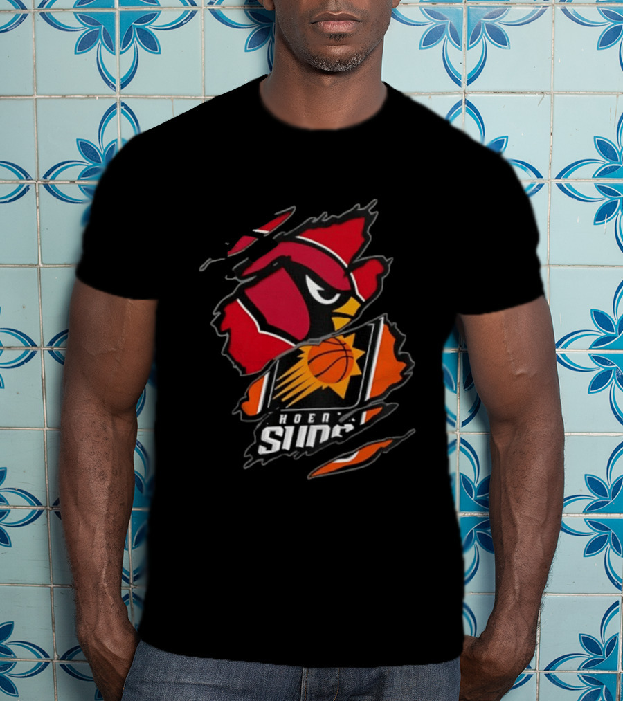 Arizona Cardinals Phoenix Suns Two Teams One Heart Scratch Edition T-Shirt