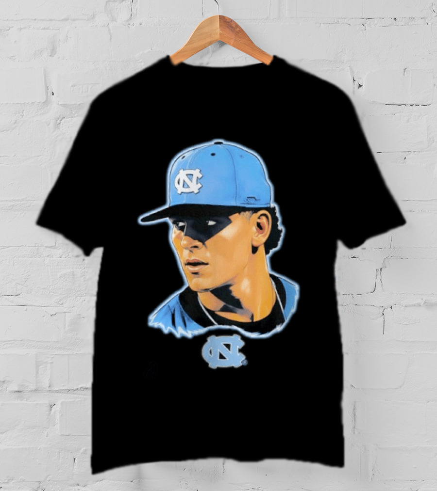 UNC Baseball Player Portrait North Carolina Cap Image T-Shirt