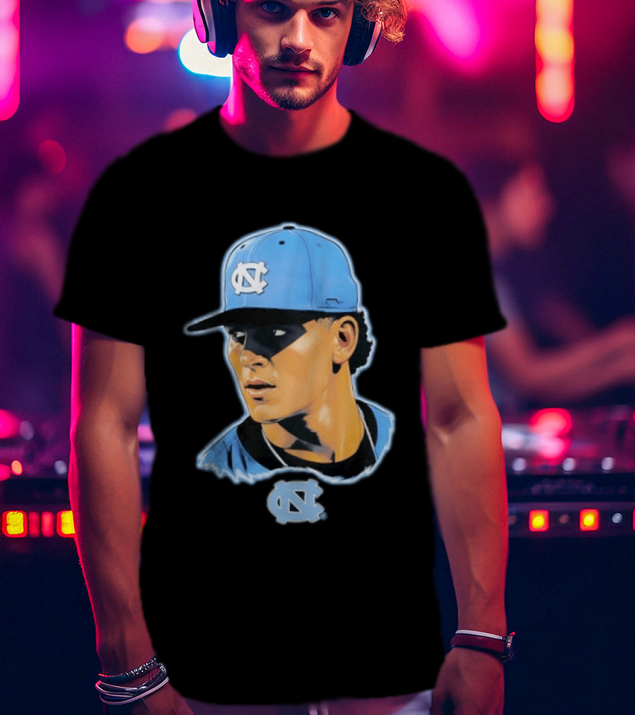 UNC Baseball Player Portrait North Carolina Cap Image T-Shirt