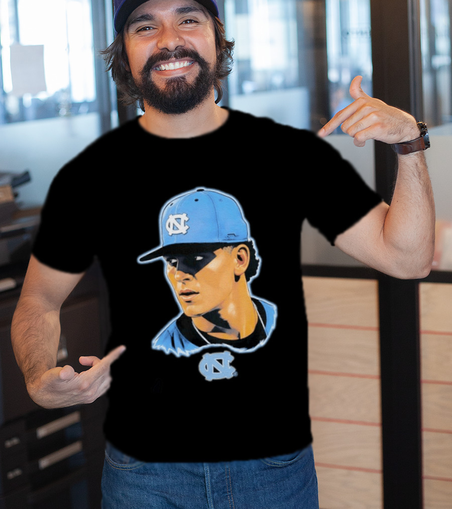 UNC Baseball Player Portrait North Carolina Cap Image T-Shirt