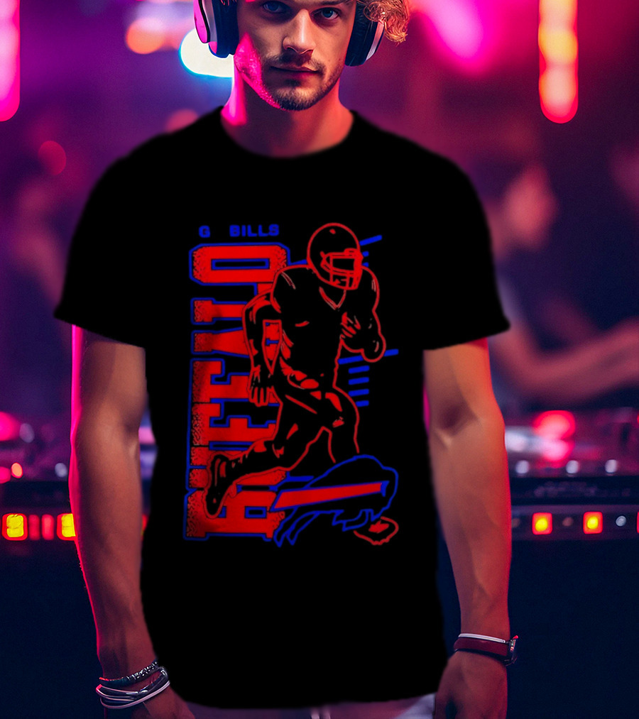 Buffalo Bills Go Bills Football Player Running Action T-Shirt