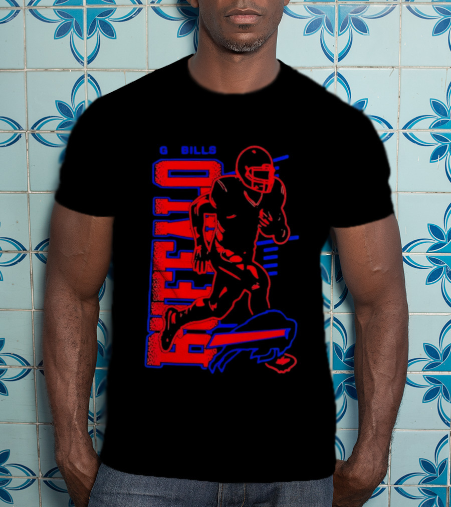 Buffalo Bills Go Bills Football Player Running Action T-Shirt