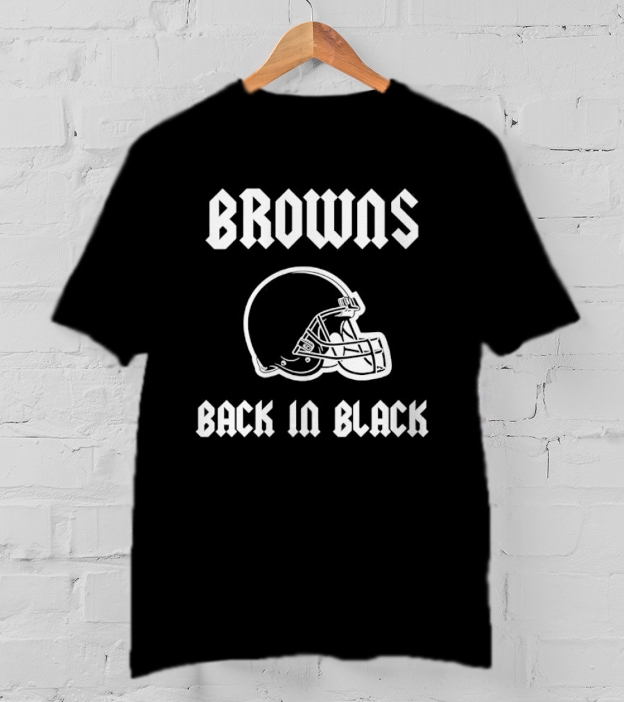 Browns Back In Black Helmet Cleveland Rugby T-Shirt