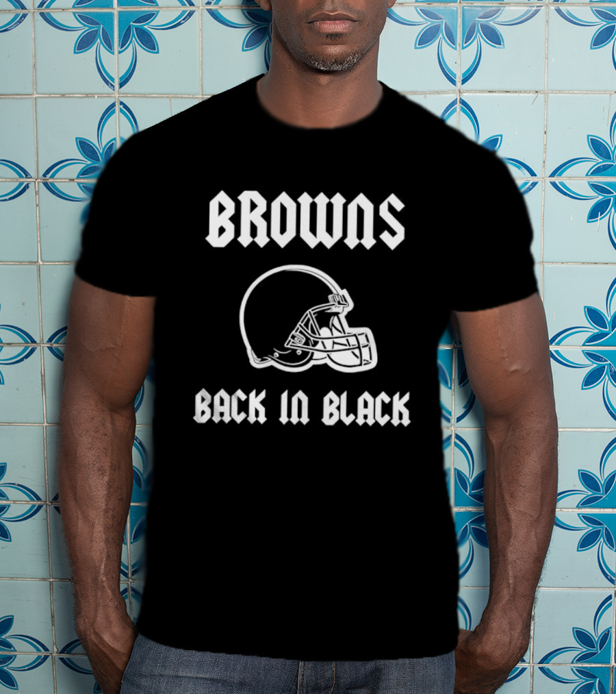Browns Back In Black Helmet Cleveland Rugby T-Shirt