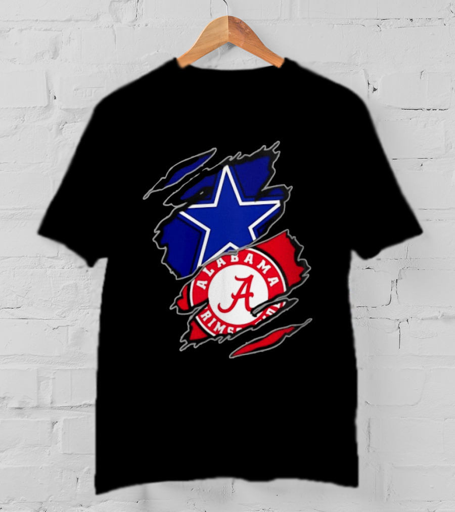 Dallas Cowboys Alabama Crimson Tide Two Teams One Heart Scratch T-Shirt