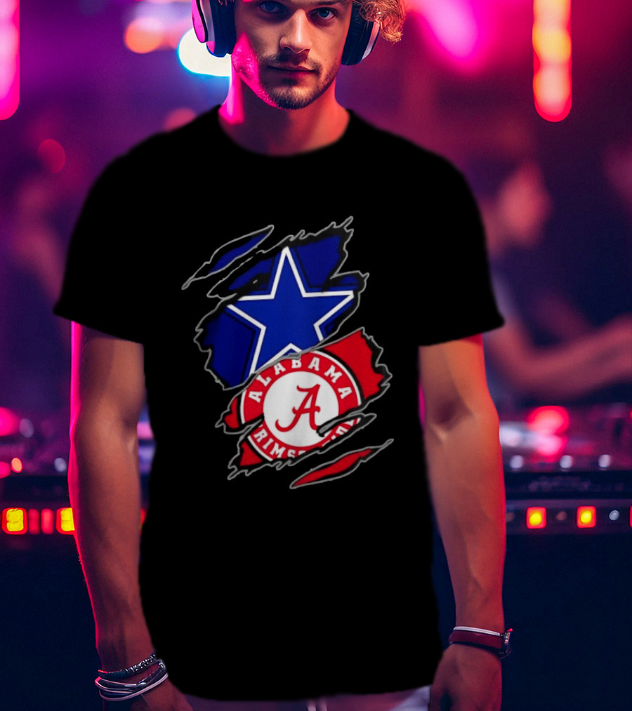 Dallas Cowboys Alabama Crimson Tide Two Teams One Heart Scratch T-Shirt