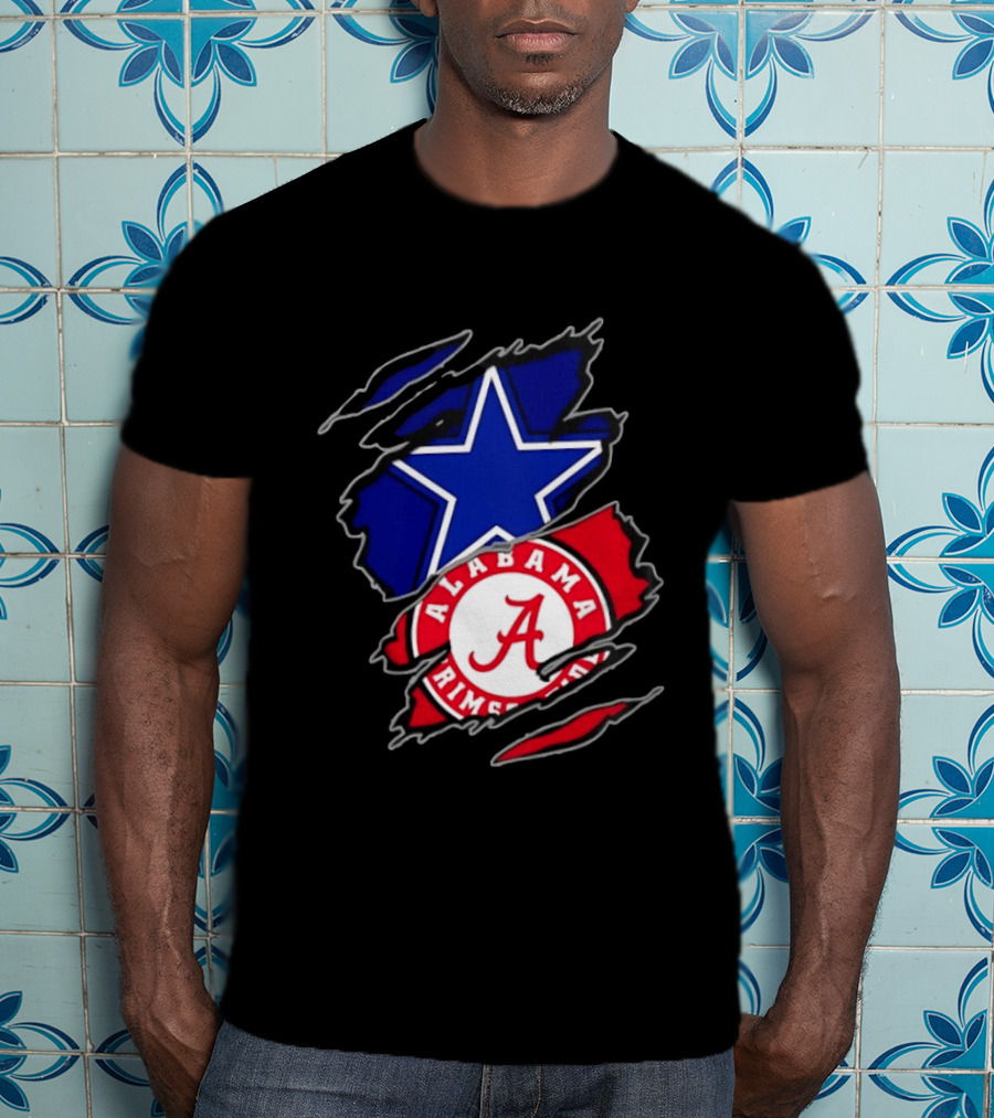 Dallas Cowboys Alabama Crimson Tide Two Teams One Heart Scratch T-Shirt