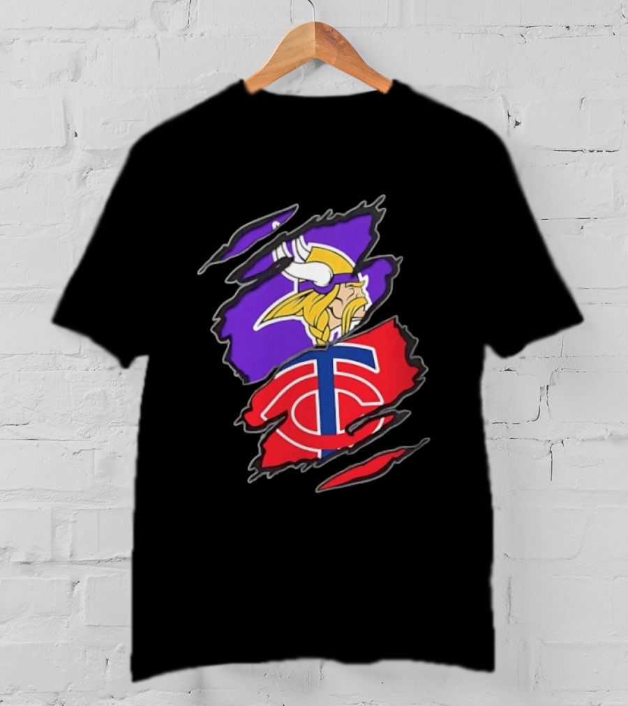 Minnesota Vikings Minnesota Twins Two Teams One Heart T-Shirt