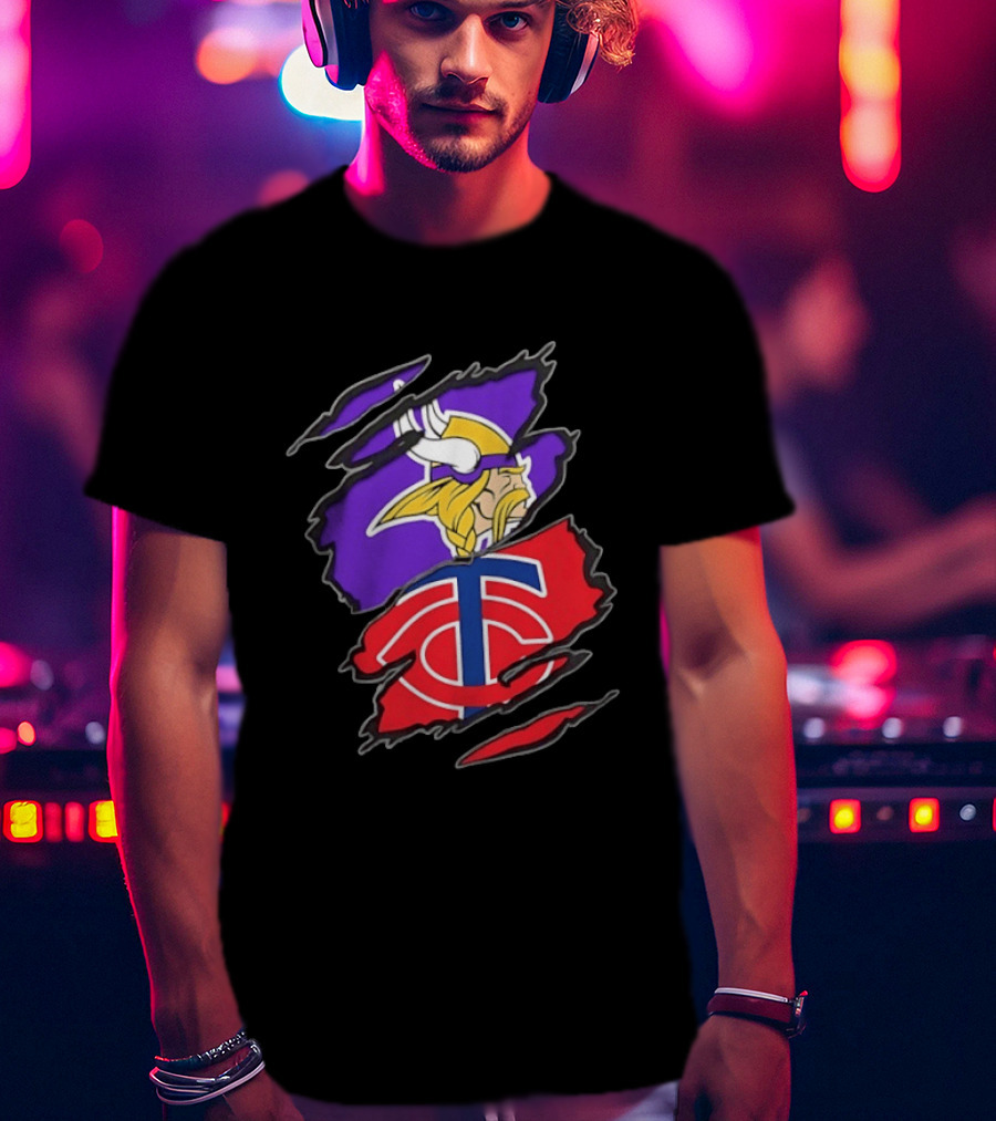 Minnesota Vikings Minnesota Twins Two Teams One Heart T-Shirt