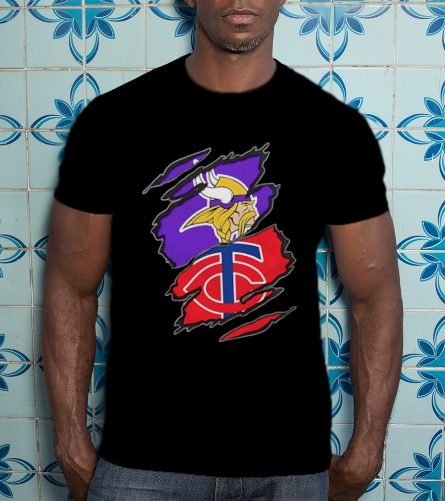 Minnesota Vikings Minnesota Twins Two Teams One Heart T-Shirt