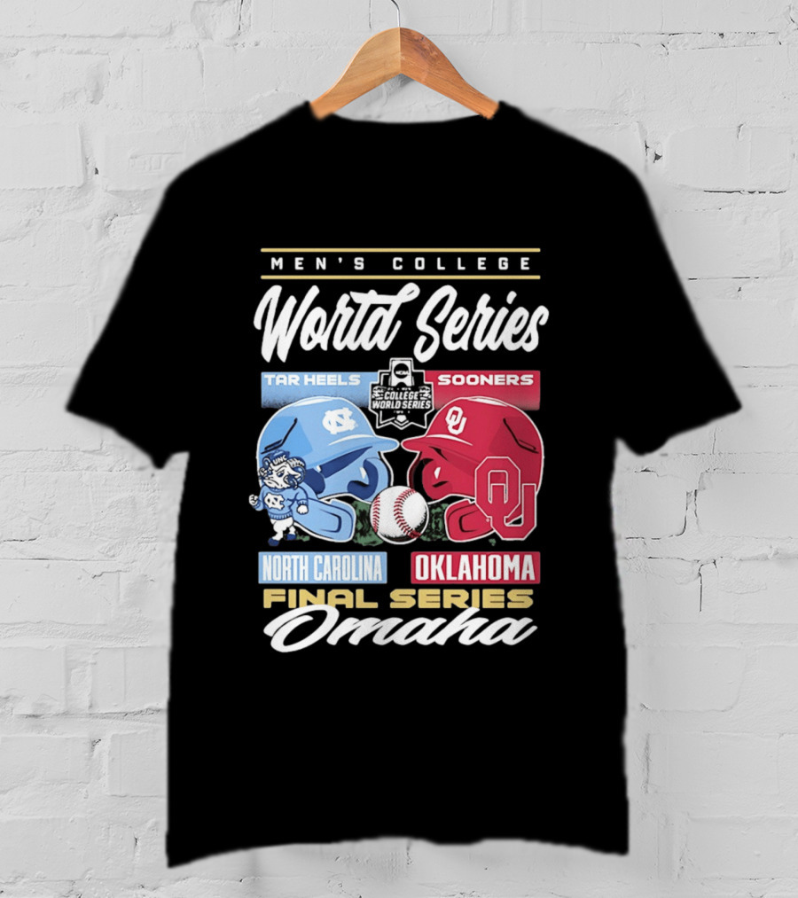 Men's College World Series Tar Heels Sooners North Carolina Oklahoma Final Series Omaha T-Shirt