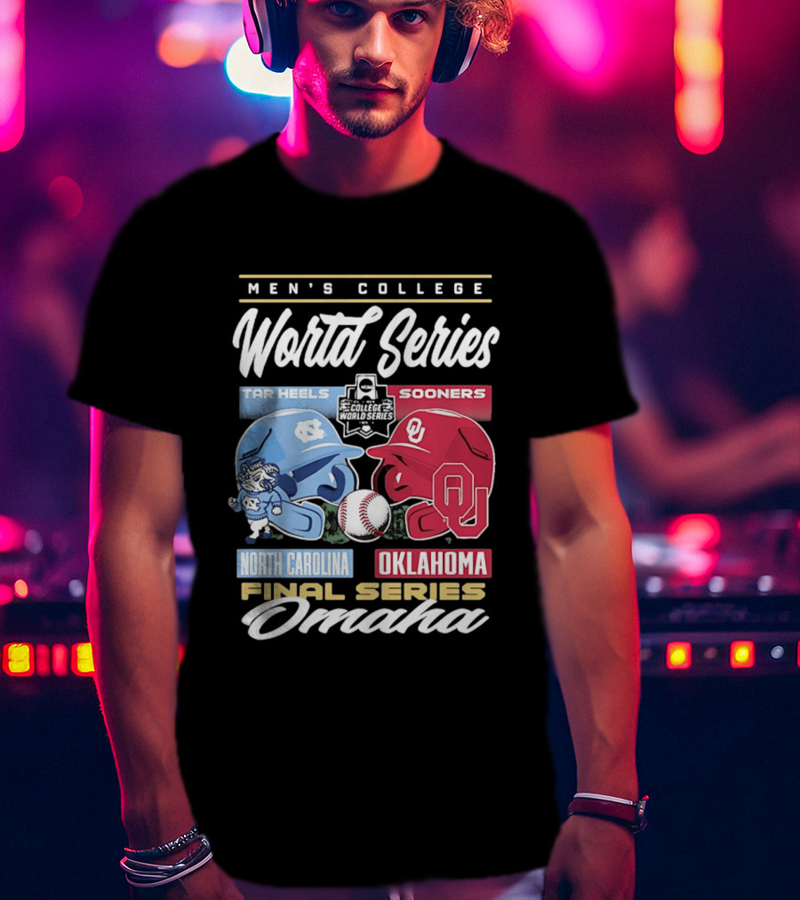 Men's College World Series Tar Heels Sooners North Carolina Oklahoma Final Series Omaha T-Shirt