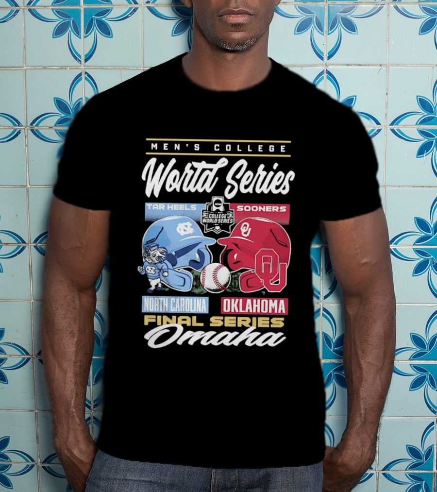 Men's College World Series Tar Heels Sooners North Carolina Oklahoma Final Series Omaha T-Shirt