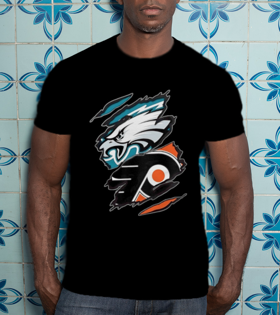 Philadelphia Eagles And Philadelphia Flyers Two Teams One Heart T-Shirt